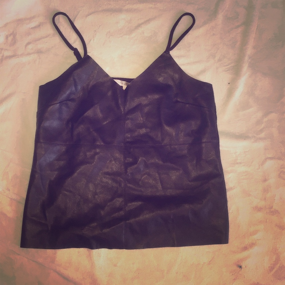 Burgundy faux leather front camisole